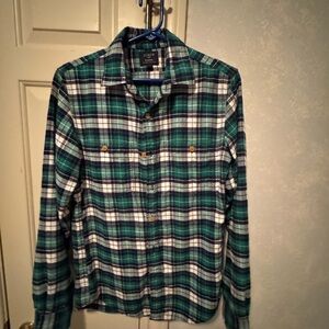 J. Crew Blue and Green Plaid Flannel Shirt